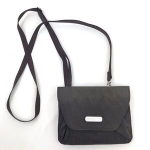 Baggallini Dark Brown Nylon Crossbody Travel Wallet Mini Bag